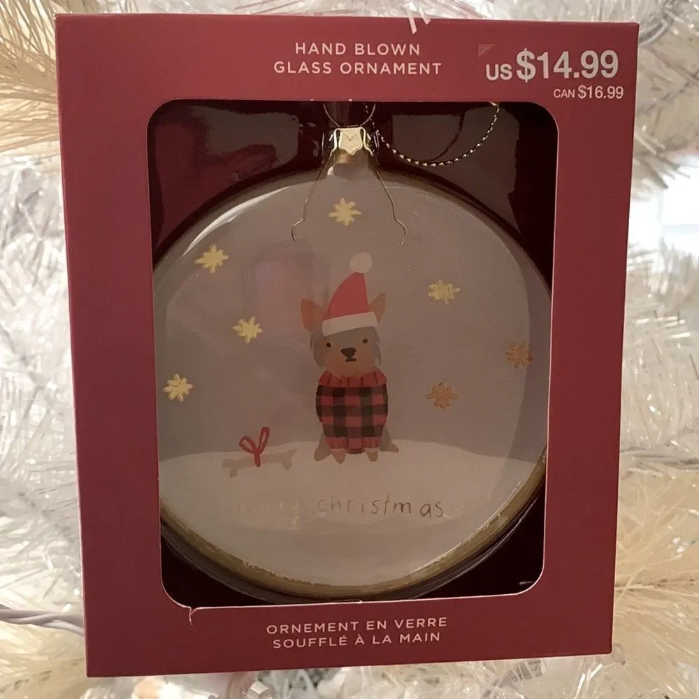 🟢3 for $20—-set of  3 ORNAMENTS  HANDBLOWN DOG LOVERS glass ornaments